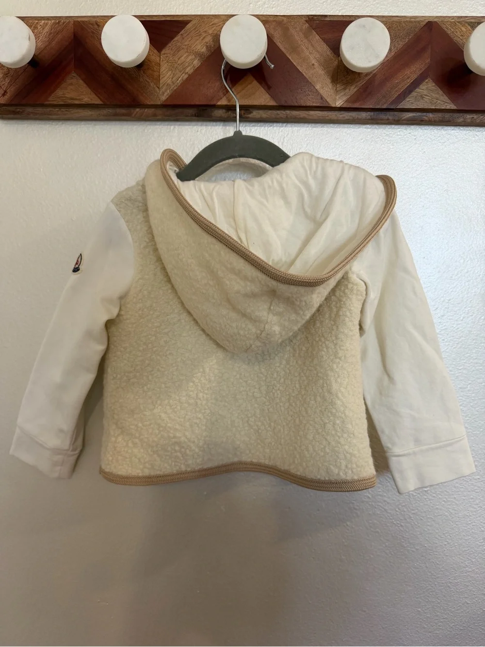 Moncler Kids Boys Girls Cream Sherpa Zip Hoodie 2t/24m